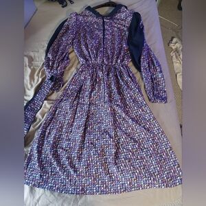 Studio 1 New York vintage groovy purple pink geometric fit & flare dress size 12